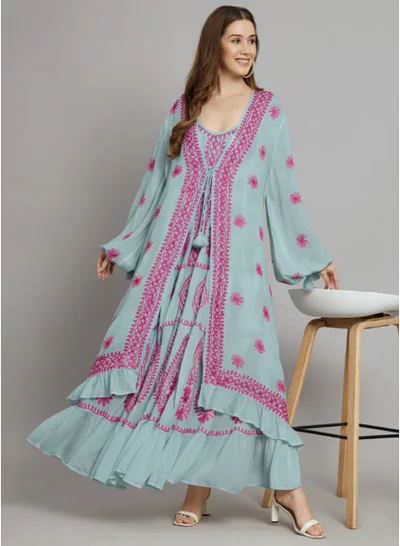 Alaya Hand Embroidered Chikankari Modal Kaftan-AL3605